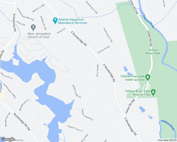 map of restaurants, bars, coffee shops, grocery stores, and more near 3397 Shady Hollow Run in Stone Mountain