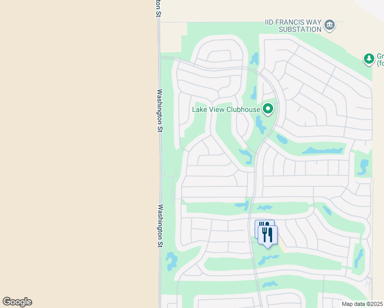 map of restaurants, bars, coffee shops, grocery stores, and more near 35882 Royal Sage Court in Palm Desert