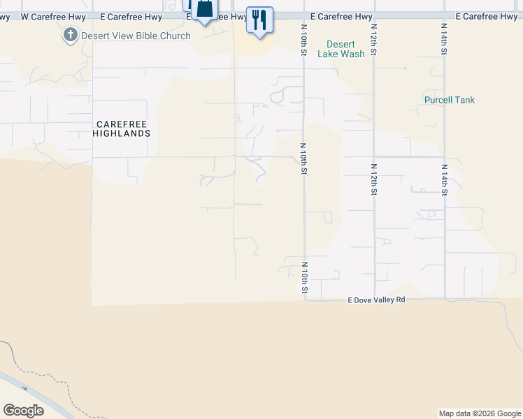 map of restaurants, bars, coffee shops, grocery stores, and more near 33842 10th Street in Phoenix