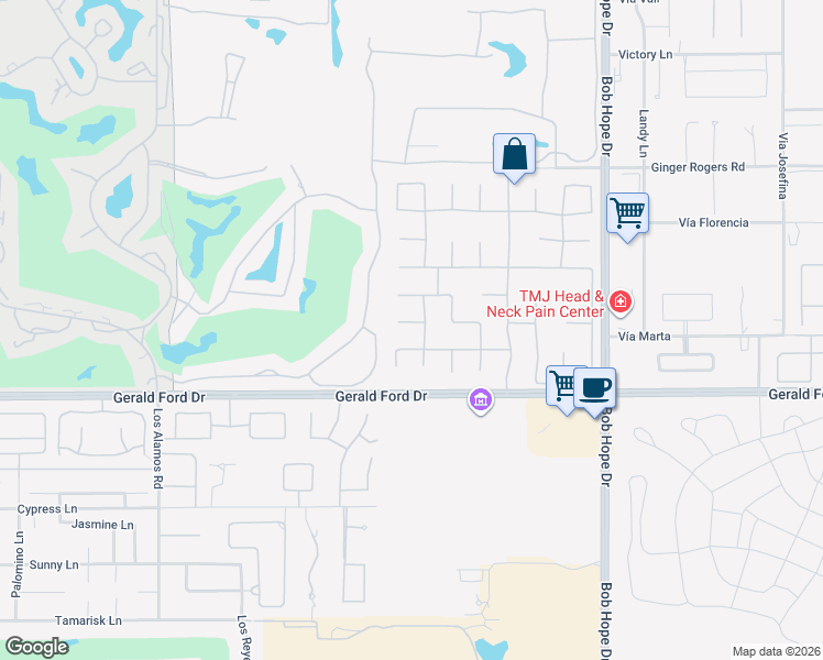 map of restaurants, bars, coffee shops, grocery stores, and more near 3 Othello Court in Rancho Mirage