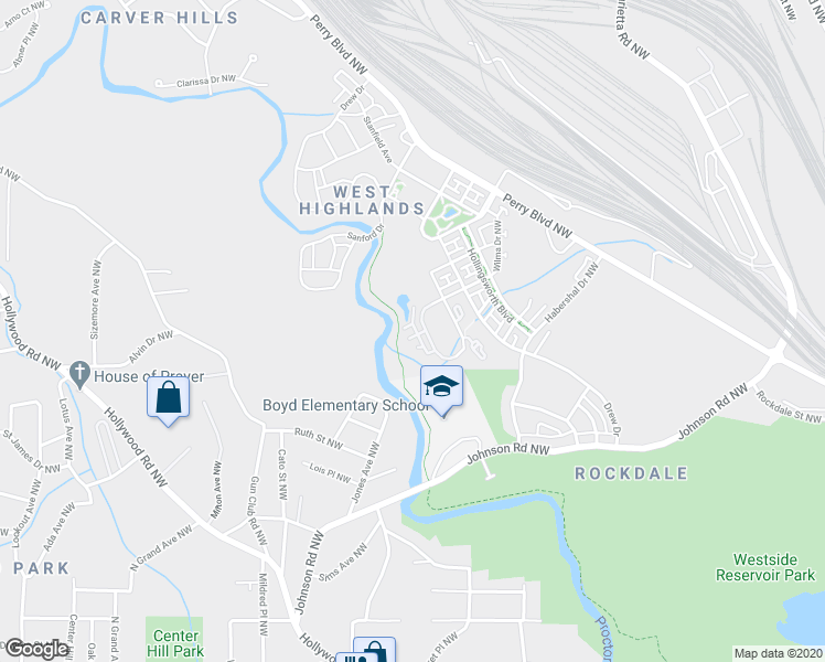 map of restaurants, bars, coffee shops, grocery stores, and more near 880 Westmoreland Circle Northwest in Atlanta
