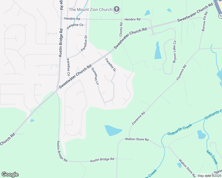 map of restaurants, bars, coffee shops, grocery stores, and more near 192 Abbington Way in Douglasville