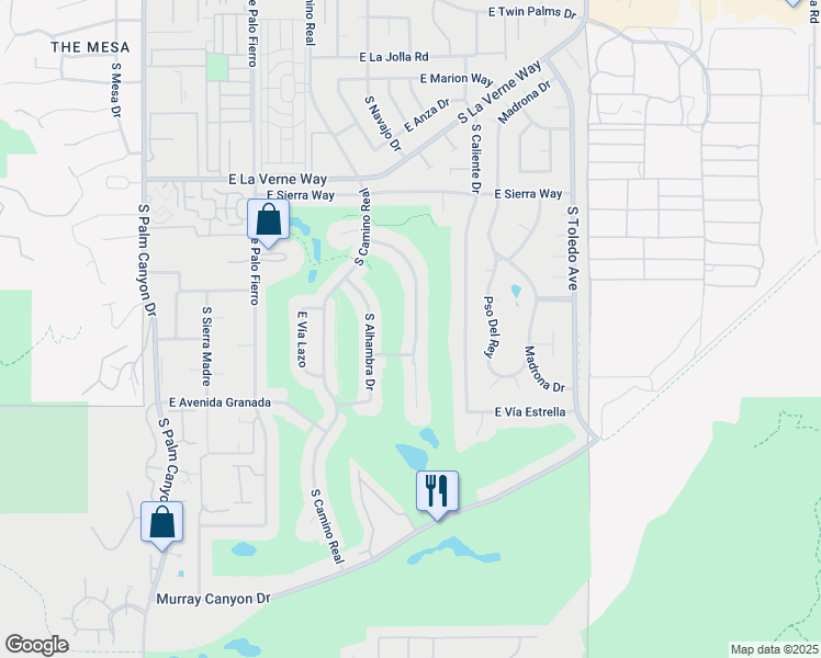 map of restaurants, bars, coffee shops, grocery stores, and more near 2367 South Yosemite in Palm Springs