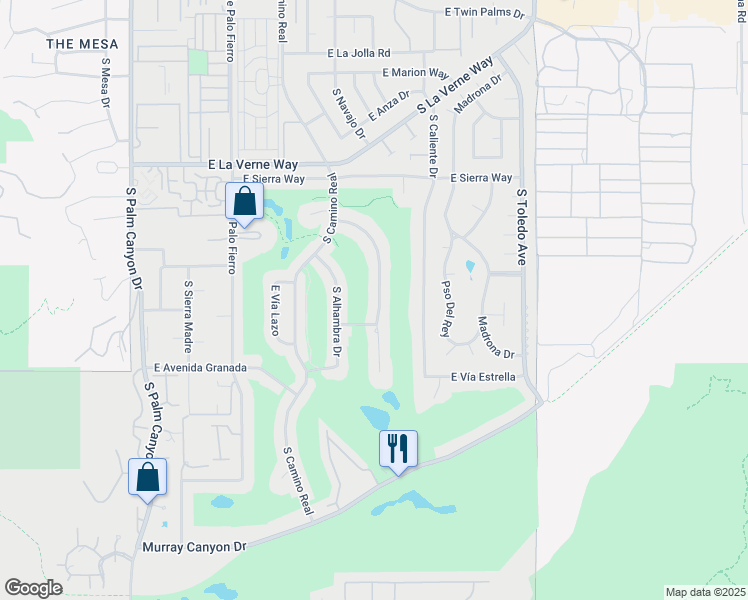 map of restaurants, bars, coffee shops, grocery stores, and more near 2367 South Yosemite in Palm Springs