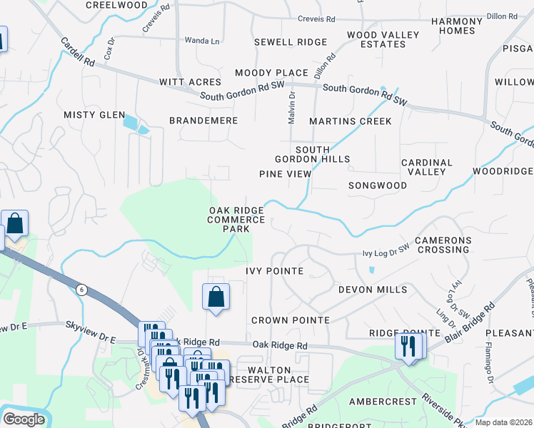 map of restaurants, bars, coffee shops, grocery stores, and more near 1639 Pecan Log Place in Austell