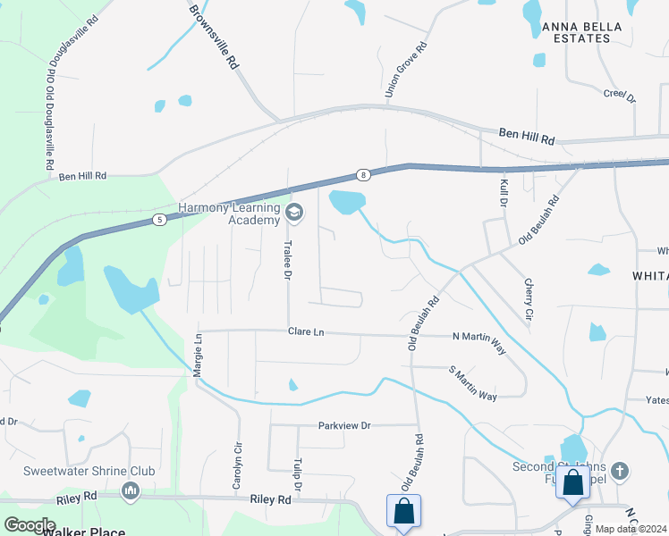 map of restaurants, bars, coffee shops, grocery stores, and more near 3291 Old East County Line Road in Lithia Springs