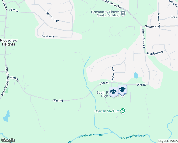 map of restaurants, bars, coffee shops, grocery stores, and more near 350 Cassidy Trail in Douglasville