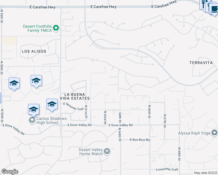 map of restaurants, bars, coffee shops, grocery stores, and more near 6335 East Marioca Circle in Scottsdale