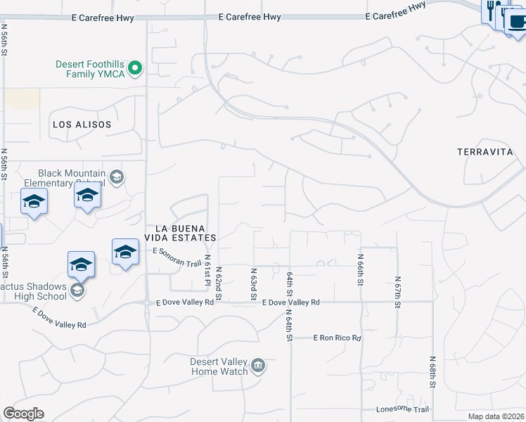 map of restaurants, bars, coffee shops, grocery stores, and more near 6335 East Marioca Circle in Scottsdale