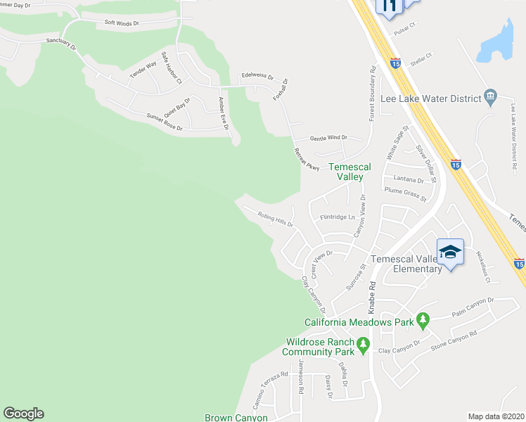 map of restaurants, bars, coffee shops, grocery stores, and more near 8600 Rolling Hills Drive in Corona
