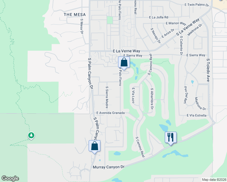 map of restaurants, bars, coffee shops, grocery stores, and more near 471 Azul Circle in Palm Springs