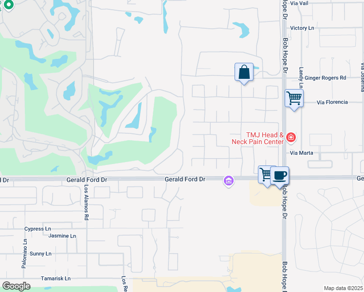 map of restaurants, bars, coffee shops, grocery stores, and more near 48 Oakmont Drive in Rancho Mirage