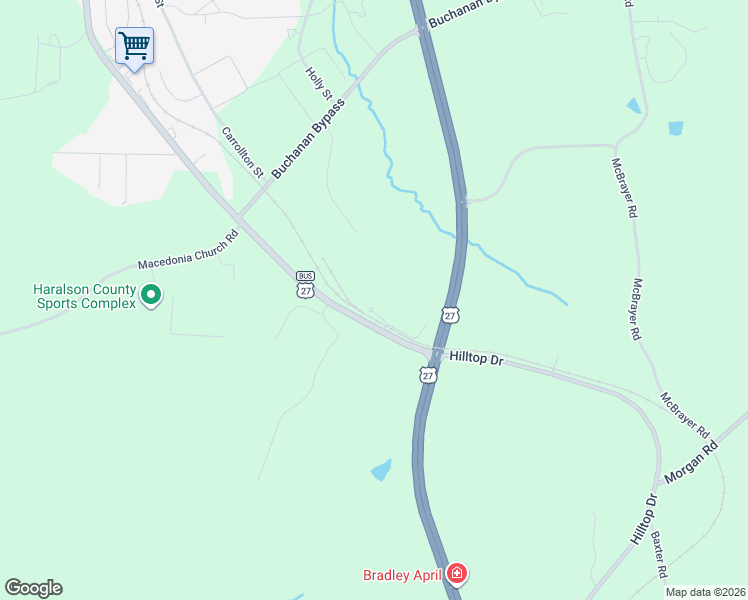 map of restaurants, bars, coffee shops, grocery stores, and more near 269 Perry Lane in Buchanan