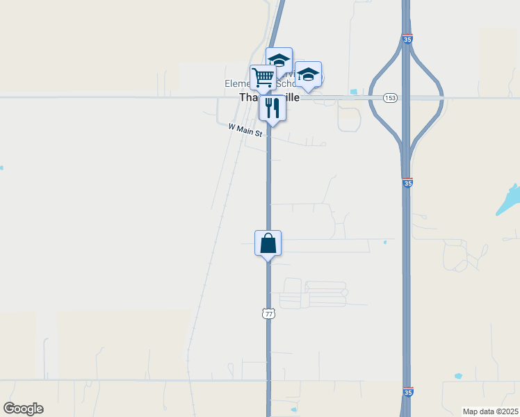 map of restaurants, bars, coffee shops, grocery stores, and more near 19390 U.S. 77 in Thackerville