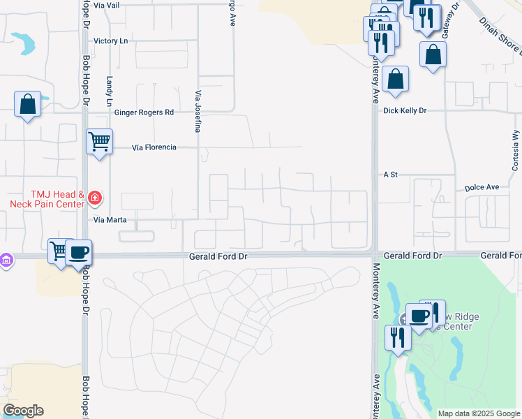 map of restaurants, bars, coffee shops, grocery stores, and more near 7 Chopin Court in Rancho Mirage