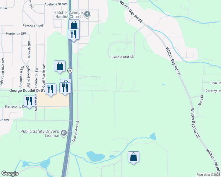 map of restaurants, bars, coffee shops, grocery stores, and more near 227 Eagle Bald Road in Jacksonville