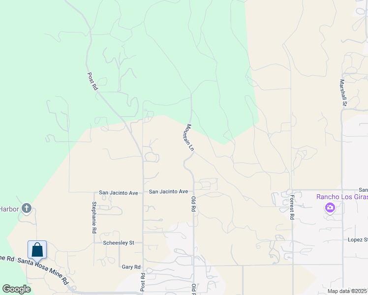 map of restaurants, bars, coffee shops, grocery stores, and more near Mountain Avenue in Perris