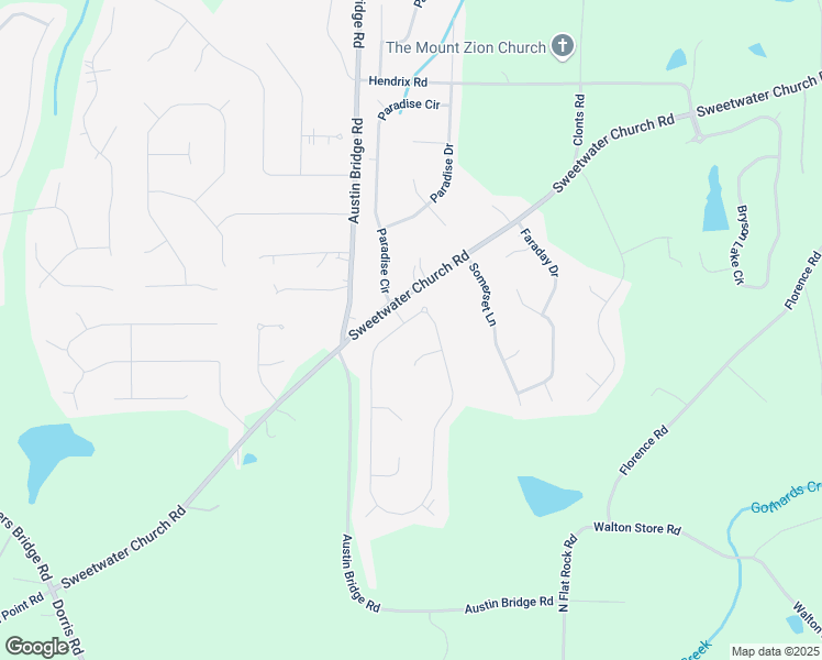 map of restaurants, bars, coffee shops, grocery stores, and more near 1041 Sweetwater Bridge Circle in Douglasville