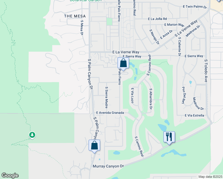 map of restaurants, bars, coffee shops, grocery stores, and more near Azul Circle in Palm Springs