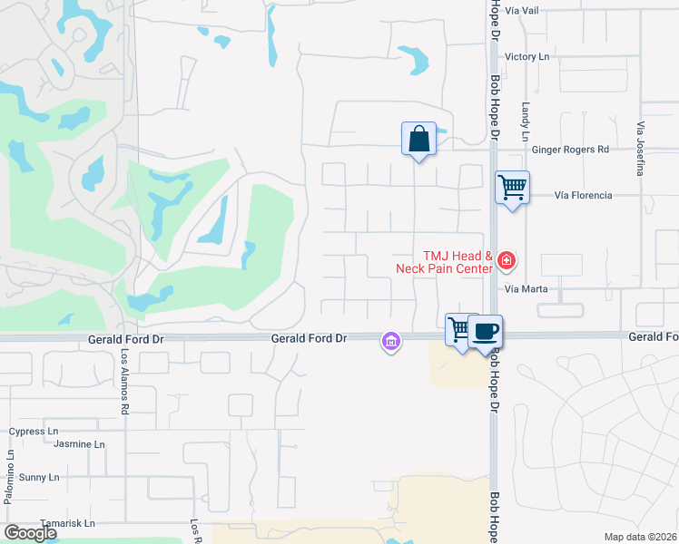 map of restaurants, bars, coffee shops, grocery stores, and more near 3 Othello Court in Rancho Mirage