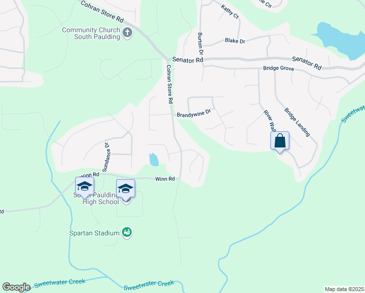 map of restaurants, bars, coffee shops, grocery stores, and more near 15 Cobblestone Court in Douglasville