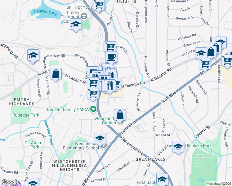 map of restaurants, bars, coffee shops, grocery stores, and more near 1231 U.S. 23 in Decatur