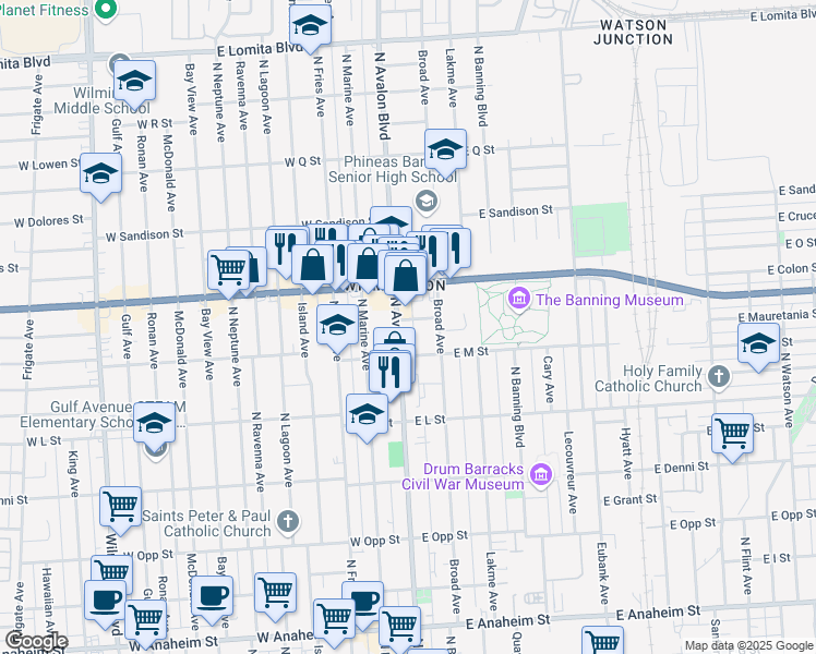 map of restaurants, bars, coffee shops, grocery stores, and more near in Los Angeles