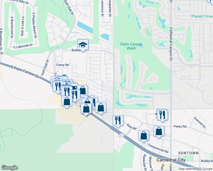map of restaurants, bars, coffee shops, grocery stores, and more near 9 Hayes in Cathedral City
