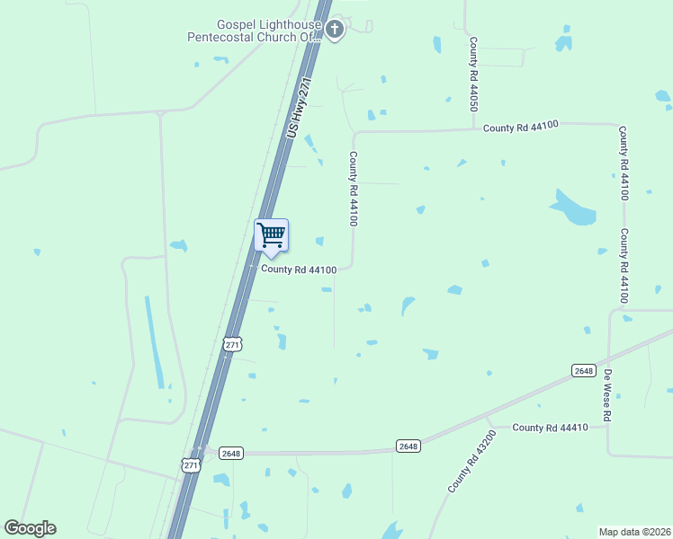 map of restaurants, bars, coffee shops, grocery stores, and more near 215 County Road 44100 in Powderly