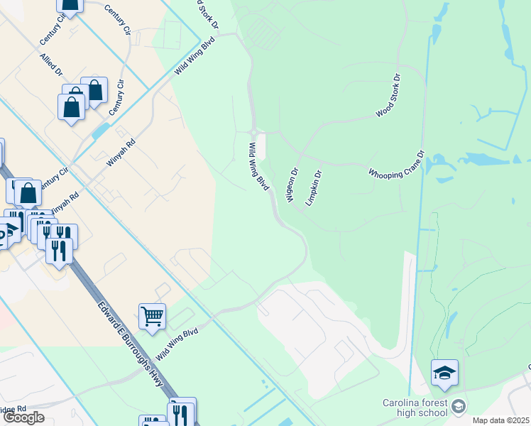 map of restaurants, bars, coffee shops, grocery stores, and more near 1001 Spoonbill Drive in Conway