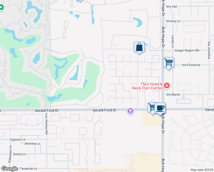 map of restaurants, bars, coffee shops, grocery stores, and more near 37 Scarborough Way in Rancho Mirage