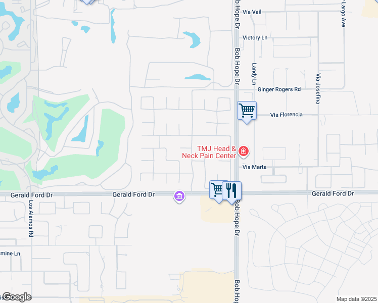 map of restaurants, bars, coffee shops, grocery stores, and more near 6 Cambridge Court in Rancho Mirage
