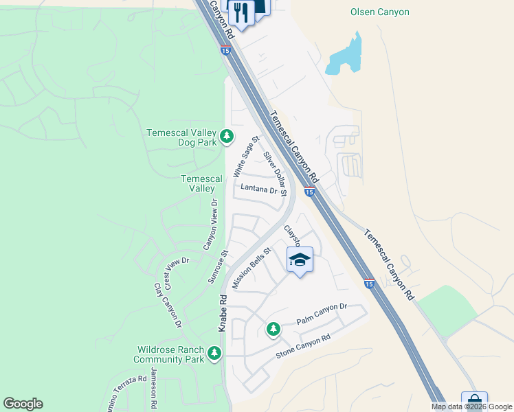 map of restaurants, bars, coffee shops, grocery stores, and more near 9147 Plume Grass Street in Corona