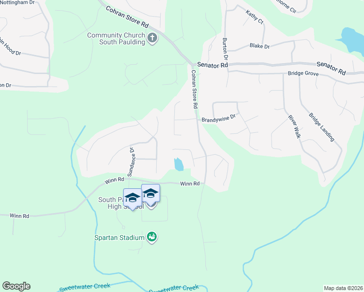 map of restaurants, bars, coffee shops, grocery stores, and more near 154 Cohran Lake Court in Douglasville