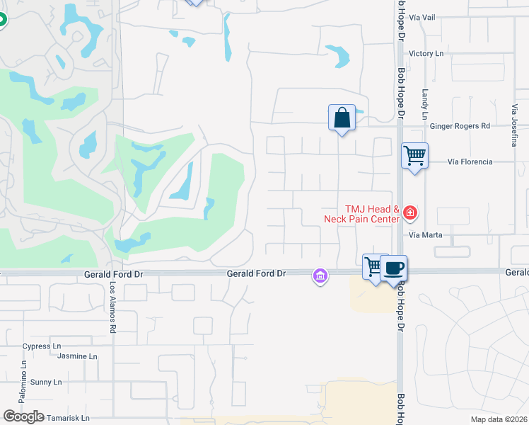 map of restaurants, bars, coffee shops, grocery stores, and more near 37 Scarborough Way in Rancho Mirage