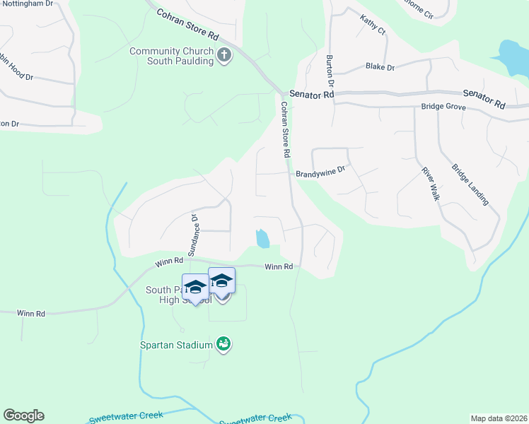 map of restaurants, bars, coffee shops, grocery stores, and more near 154 Cohran Lake Court in Douglasville
