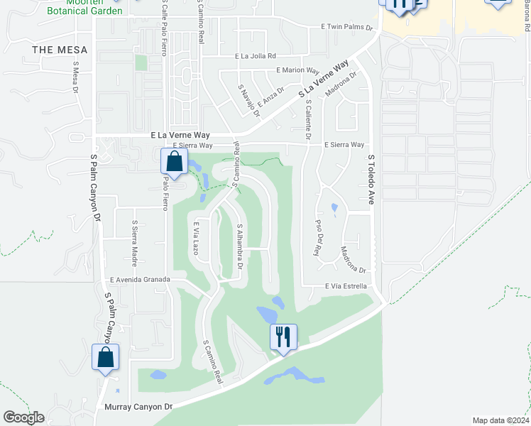 map of restaurants, bars, coffee shops, grocery stores, and more near 2309 South Yosemite in Palm Springs