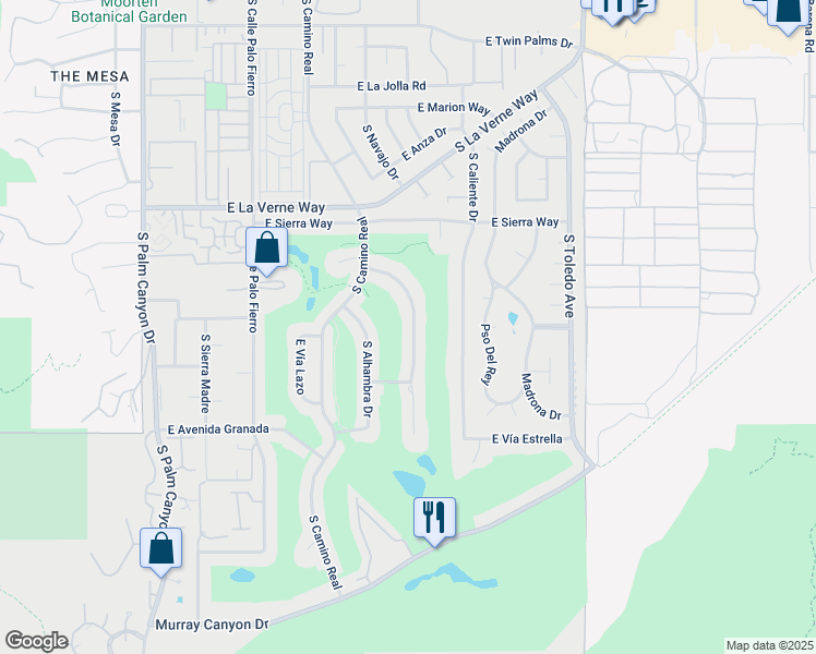 map of restaurants, bars, coffee shops, grocery stores, and more near 2309 South Yosemite in Palm Springs
