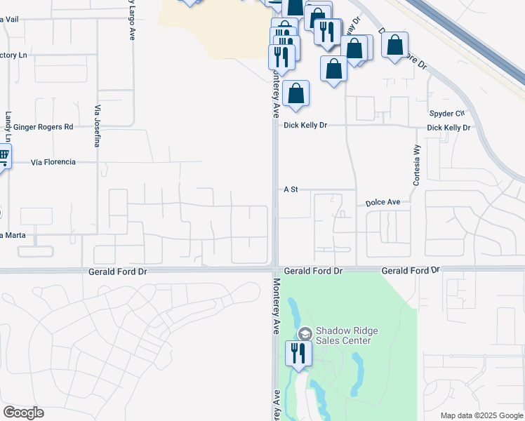 map of restaurants, bars, coffee shops, grocery stores, and more near 64 Provence Way in Rancho Mirage