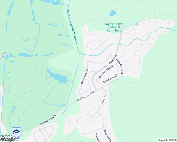 map of restaurants, bars, coffee shops, grocery stores, and more near 4482 Marshwood Drive in Myrtle Beach