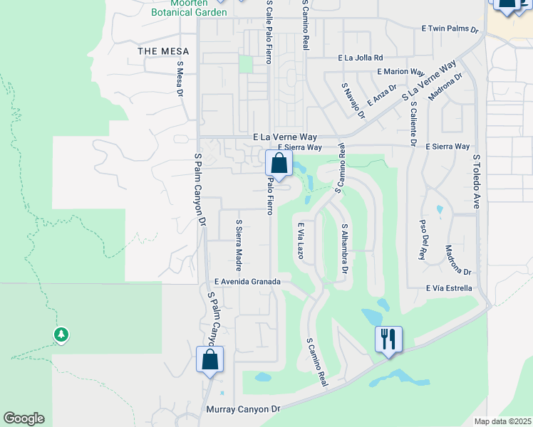 map of restaurants, bars, coffee shops, grocery stores, and more near 2300 South Calle Palo Fierro in Palm Springs