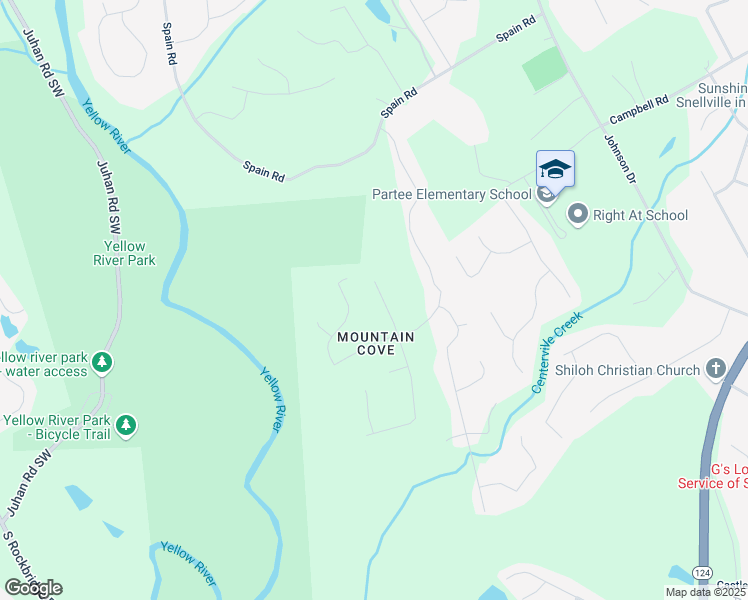map of restaurants, bars, coffee shops, grocery stores, and more near 3641 Mountain Cove Road in Snellville
