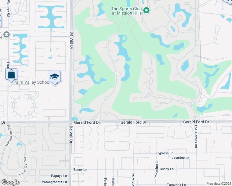 map of restaurants, bars, coffee shops, grocery stores, and more near 35052 Mission Hills Drive in Rancho Mirage