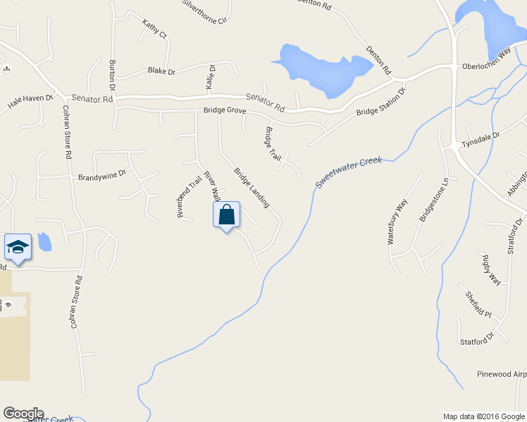 map of restaurants, bars, coffee shops, grocery stores, and more near 418 Bridge Landing in Douglasville