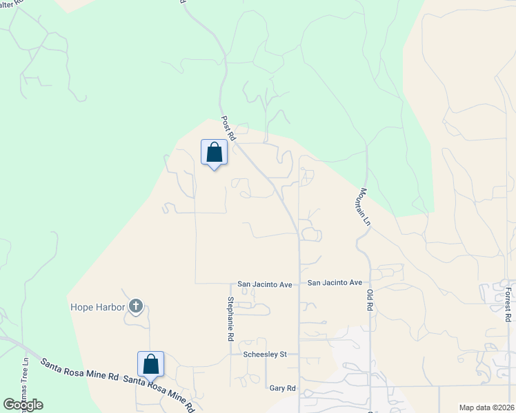 map of restaurants, bars, coffee shops, grocery stores, and more near 22722 Post Road in Perris