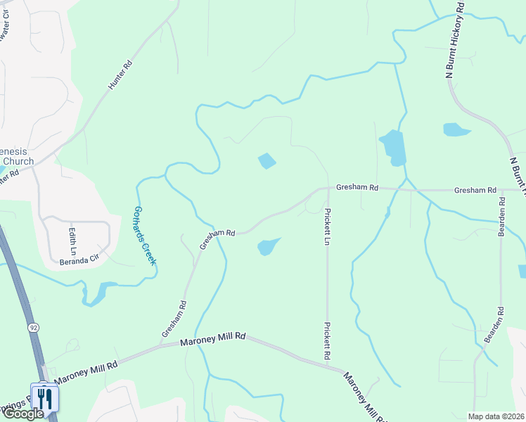 map of restaurants, bars, coffee shops, grocery stores, and more near 655 Gresham Road in Douglasville