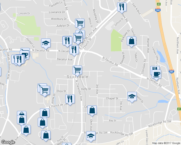 map of restaurants, bars, coffee shops, grocery stores, and more near 3117 Robinson Avenue in Scottdale