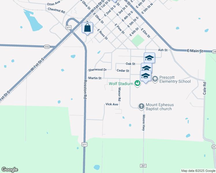 map of restaurants, bars, coffee shops, grocery stores, and more near 508 Martin Street in Prescott