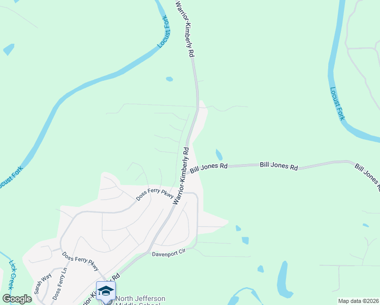 map of restaurants, bars, coffee shops, grocery stores, and more near 8759 Warrior-Kimberly Road in Warrior