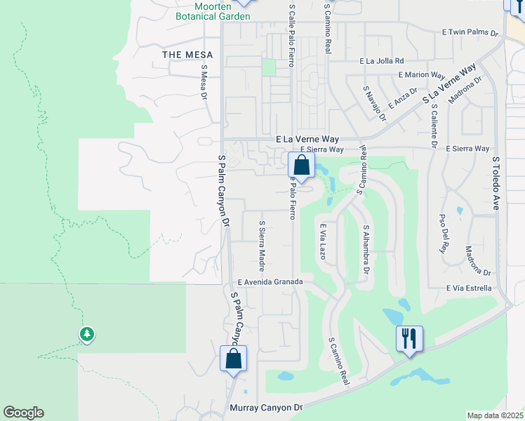 map of restaurants, bars, coffee shops, grocery stores, and more near South Sierra Madre & San Jose Road in Palm Springs